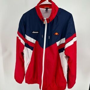 Women’s Ellesse Retro Style track jacket color block full zip red white blue XL